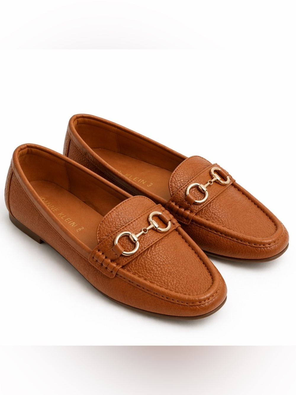 Anne Klein Size 8M Cognac Leather Bit Loafers for Women
